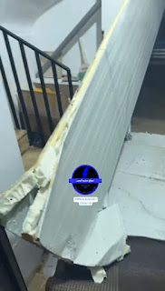 عائلة فلسطينية في مخيم البص تنجو بعد تطاير ألواح معدنية بفعل الرياح